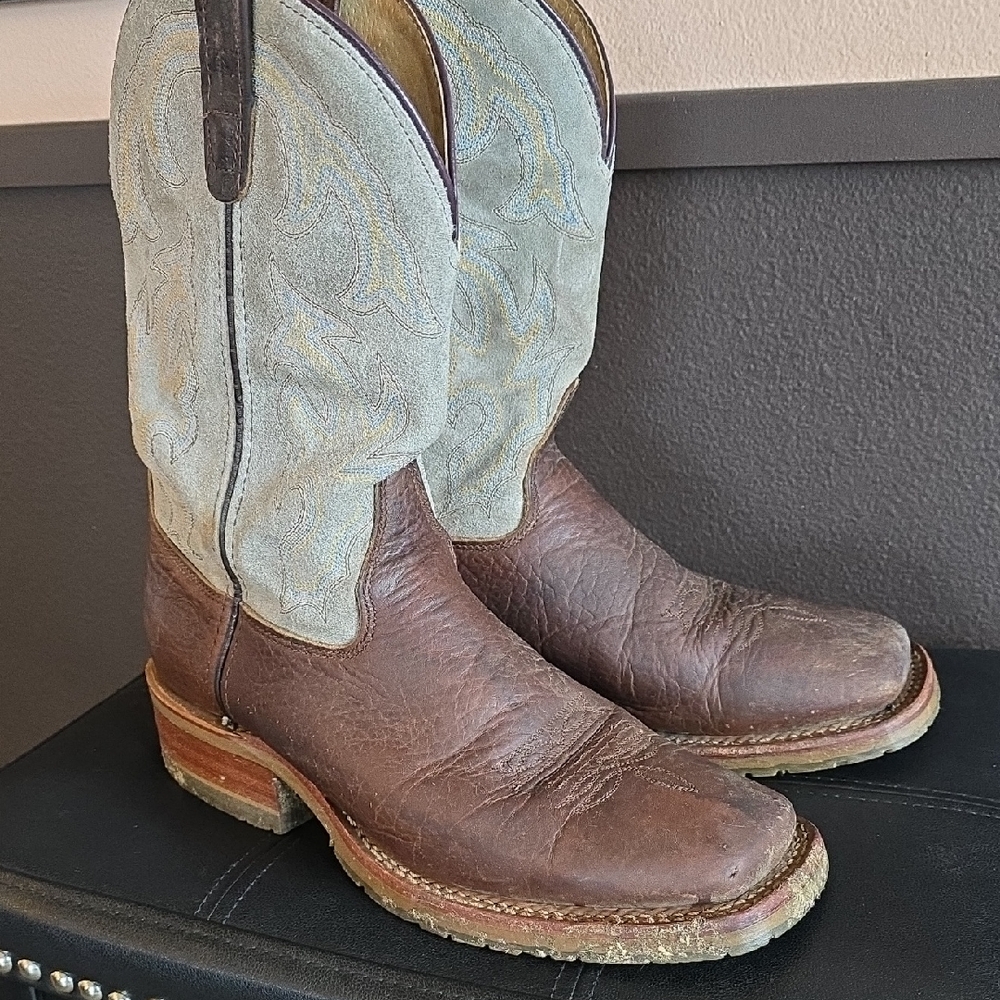 Double H Brown and Blue Leather Boots